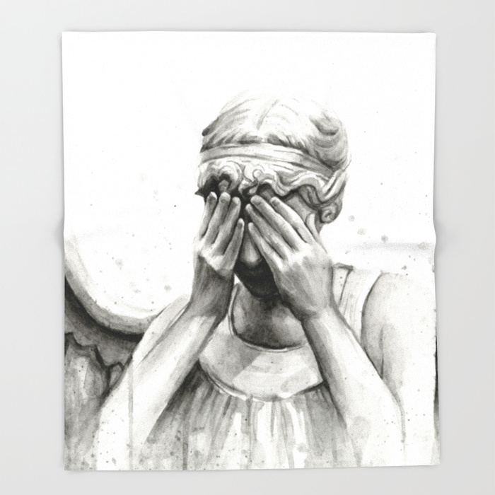 700x700 Weeping Angel Watercolor Painting Throw Blanket By Olechka Society6 - Weeping Angel Painting