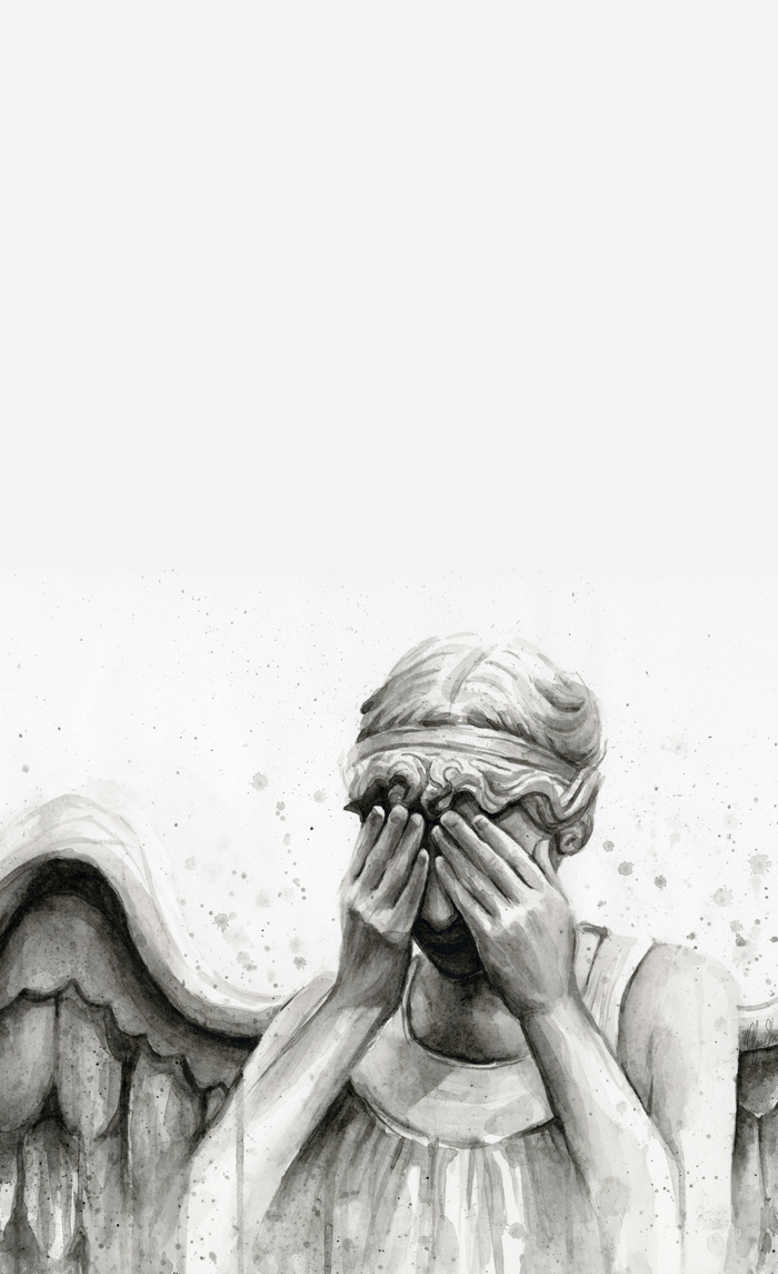 700x1145 Weeping Angel Watercolor Painting Window Curtains By Olechka - Weeping Angel Painting