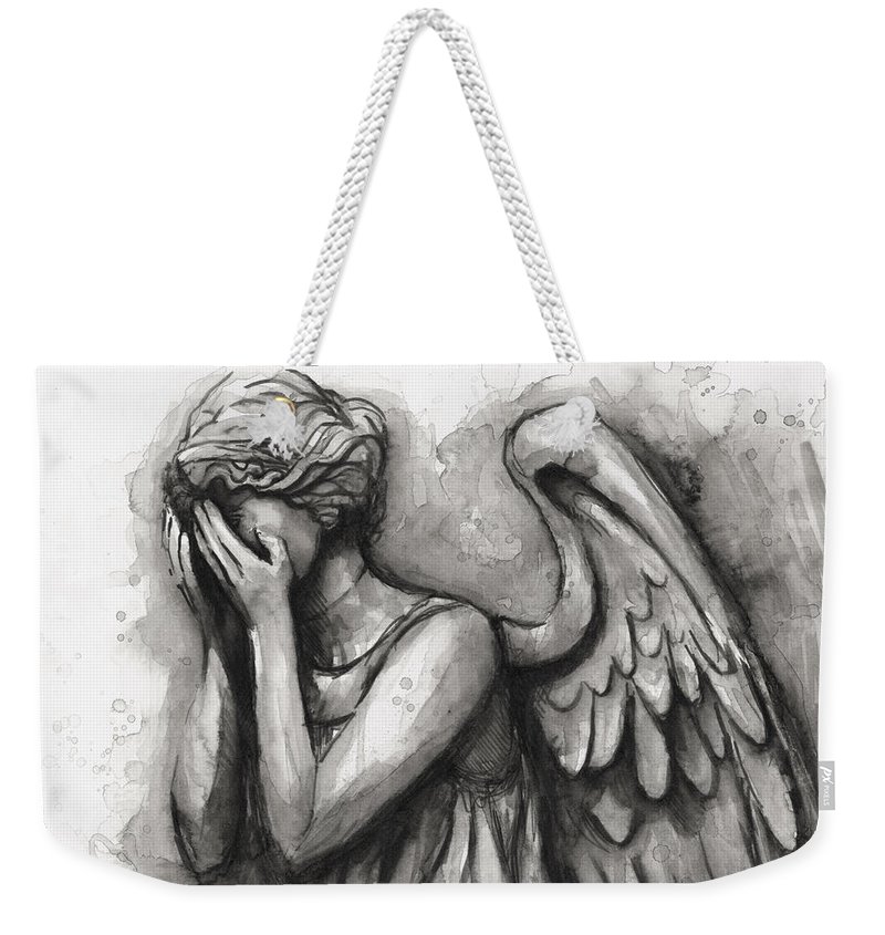 800x845 Weeping Angel Watercolor Weekender Tote Bag For Sale By Olga Shvartsur - Weeping Angel Painting