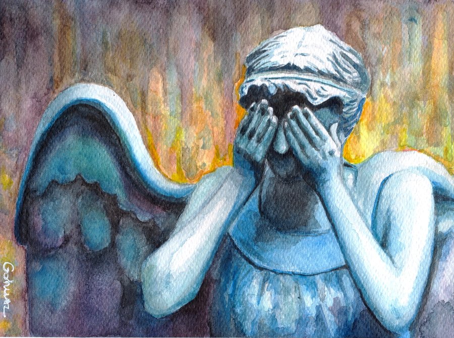 900x671 Weeping Angel By Gohush - Weeping Angel Painting