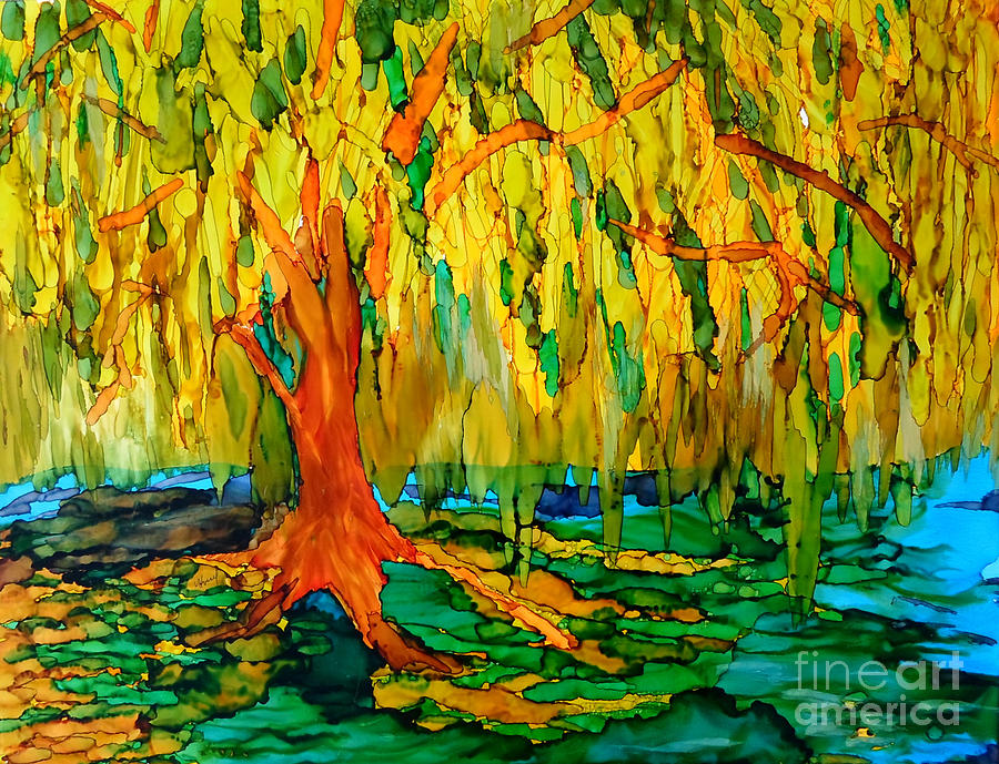 900x689 Weeping Willow Painting By Vicki Housel - Weeping Willow Painting