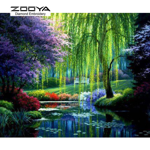 640x640 5d Diy Diamond Painting Weeping Willow Crystal Diamond Painting - Weeping Willow Painting