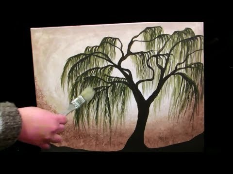 480x360 How To Paint A Weeping Willow Tree - Weeping Willow Painting
