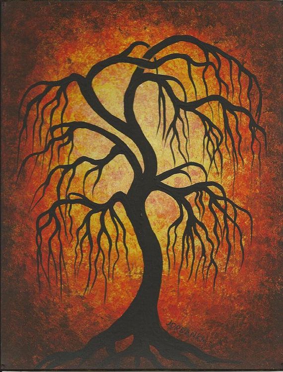 570x749 Tree Painting Weeping Willow Original Fine Art By Treeartist (Art - Weeping Willow Tree Painting