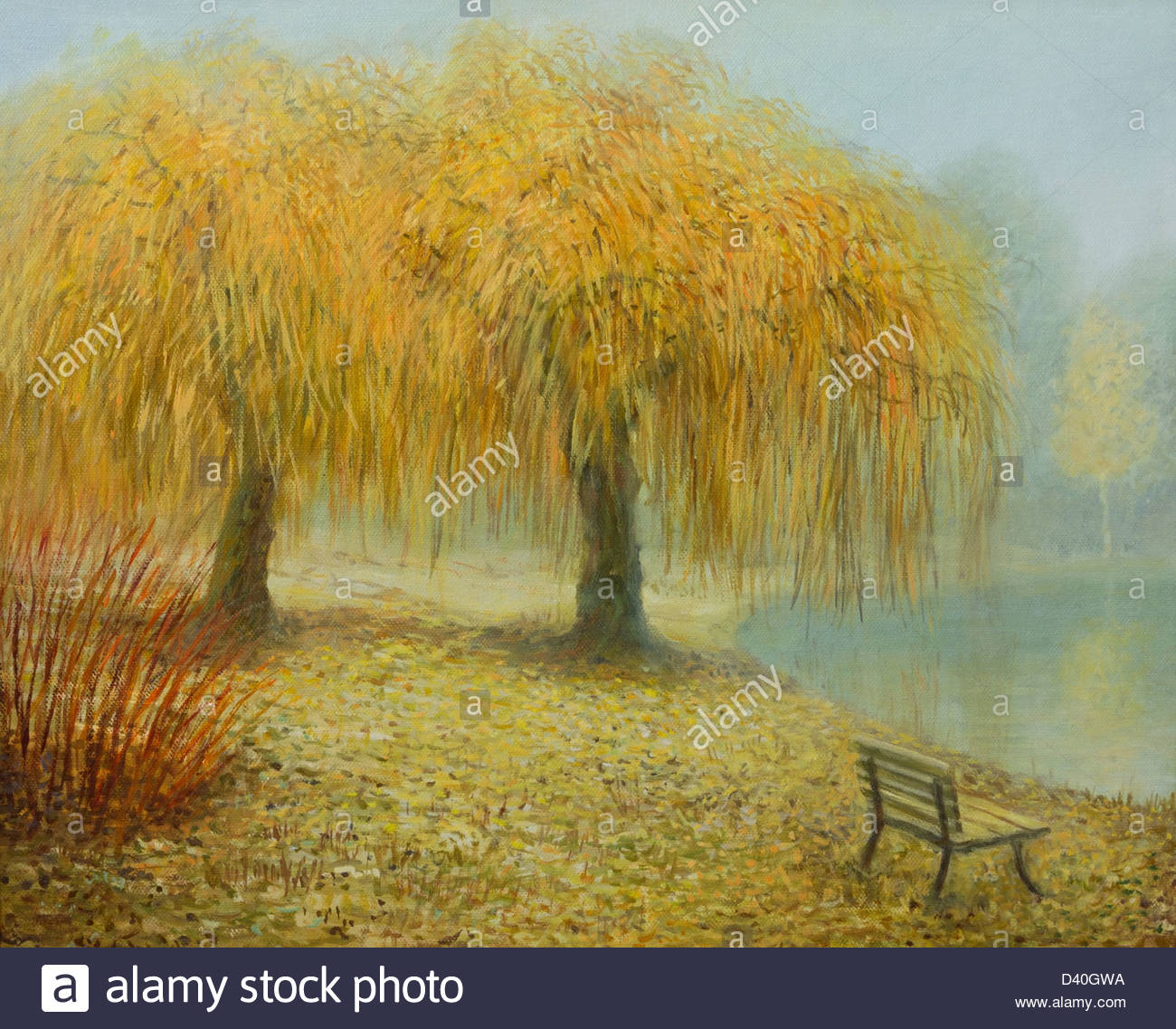 1300x1137 An Oil Painting On Canvas Of A Couple Of Weeping Willow Trees - Weeping Willow Tree Painting