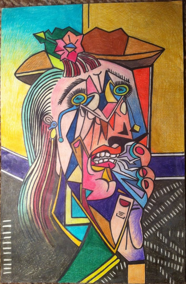 723x1105 Rendition Of Picasso's Weeping Woman By Xx C H A R L I E Xx - Weeping Woman Painting