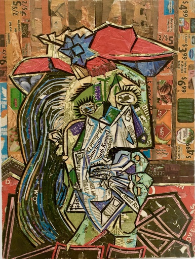 385x512 Paddle8 Weeping Woman From Clippings (Pablo Picasso) - Weeping Woman Painting