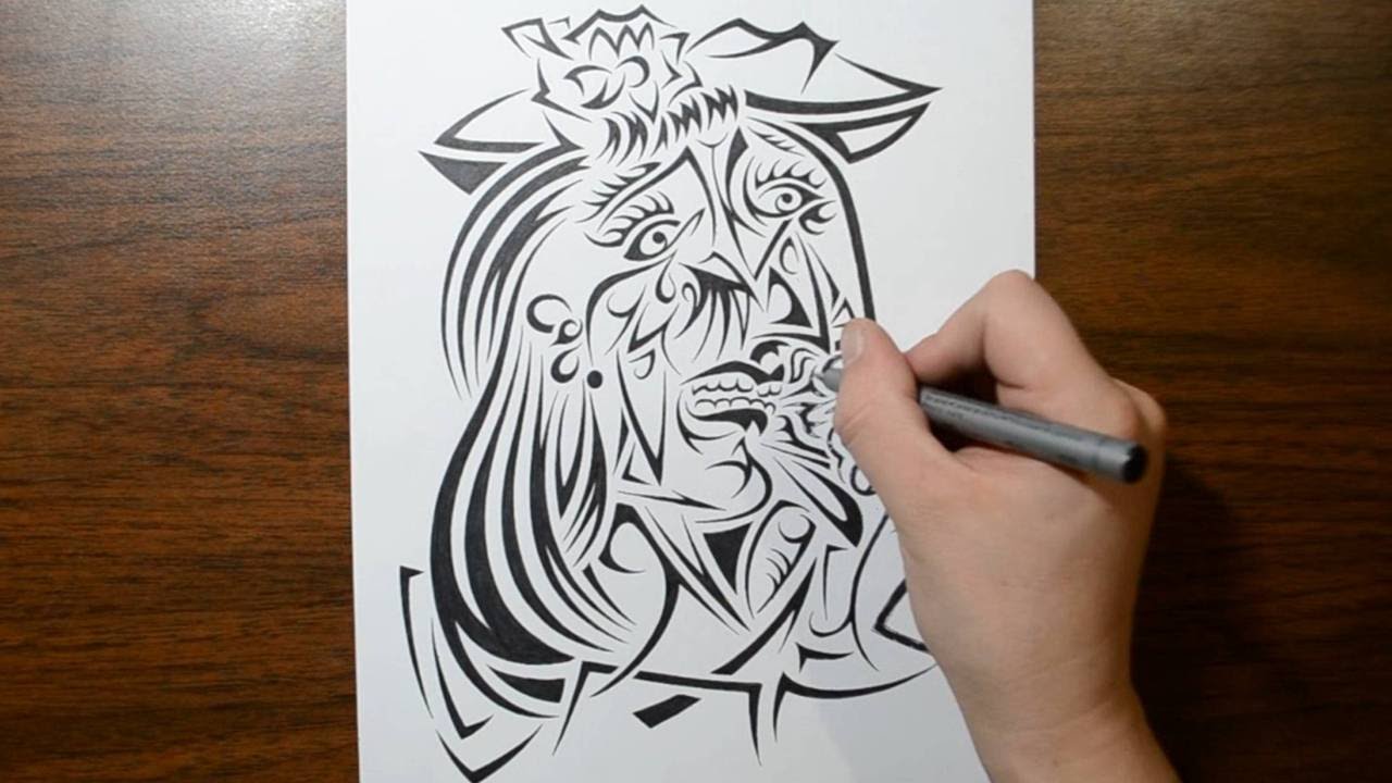1280x720 Picasso Painting The Weeping Woman In Tribal Tattoo Design Form - Weeping Woman Painting