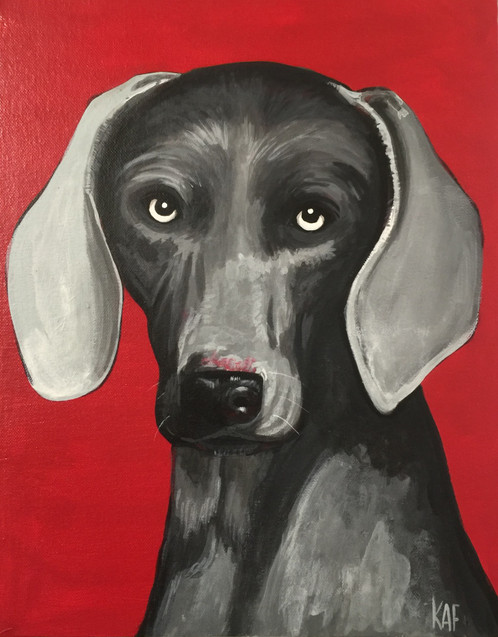 498x637 Sunset Weimaraner Painting - Weimaraner Painting