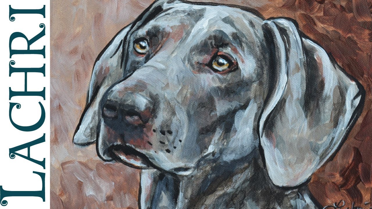 1280x720 Time Lapse Weimaraner Dog Portrait Speed Painting In Acrylic Paint - Weimaraner Painting