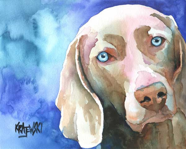 600x480 Weimaraner Art Print Of Original Watercolor Painting 8x10 - Weimaraner Painting