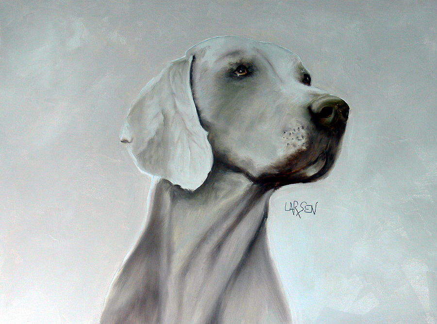 900x668 Weimaraner Painting By Dick Larsen - Weimaraner Painting