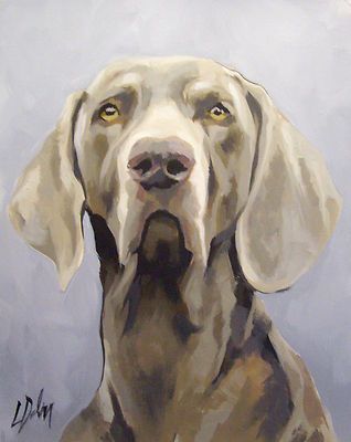 318x400 One Off Original Painting Of A Weimaraner By L Dolan Approx A4 - Weimaraner Painting
