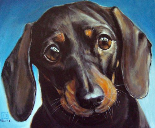 500x413 Dackel Dog Paintings Dog Paintings And Paintings - Weiner Dog Painting