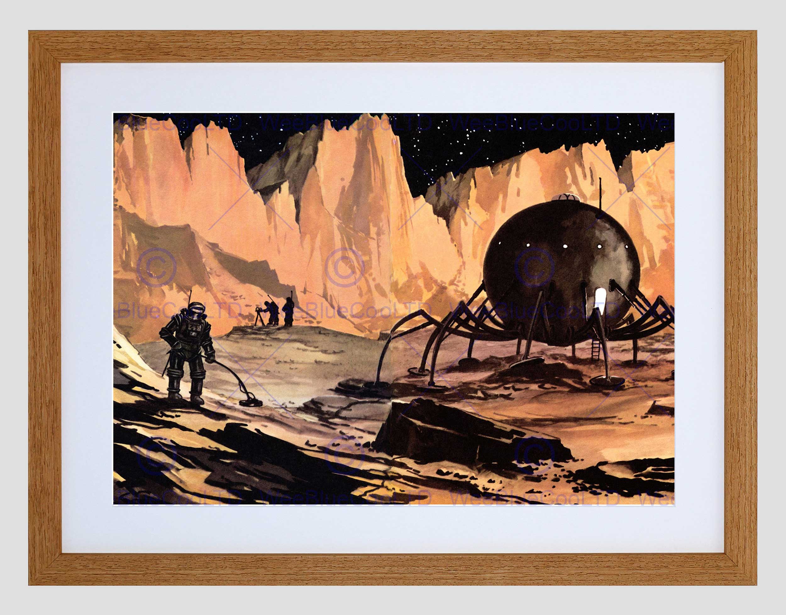 2500x1956 Space Painting Alien World Ship Weird Cool Rock Astronaut Framed - Weird Painting