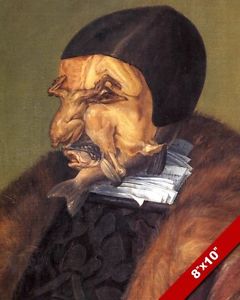 240x300 Weird Meat Chicken Fish Face Portrait 1500's Era Painting Art Real - Weird Painting