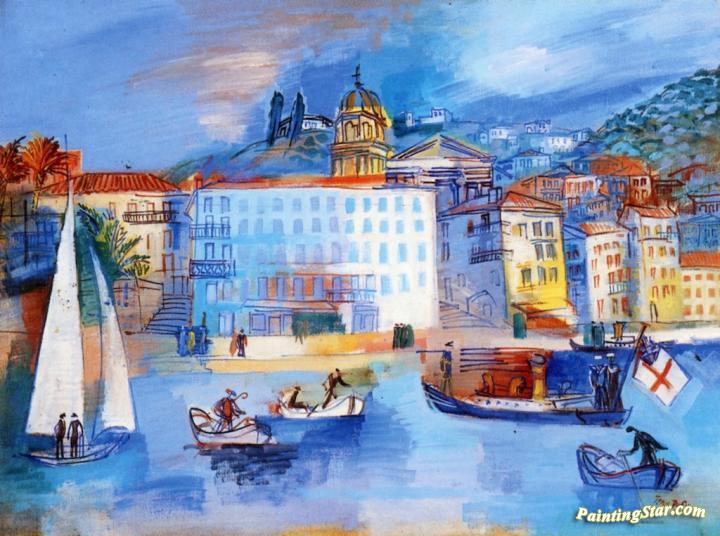 720x536 The Welcome At Villefranche Sur Mer Artwork By Jean Dufy Oil - Welcome Painting