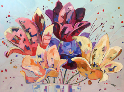 432x323 Contemporary Floral Painting Of Tulips Carolee S - Welcome Painting