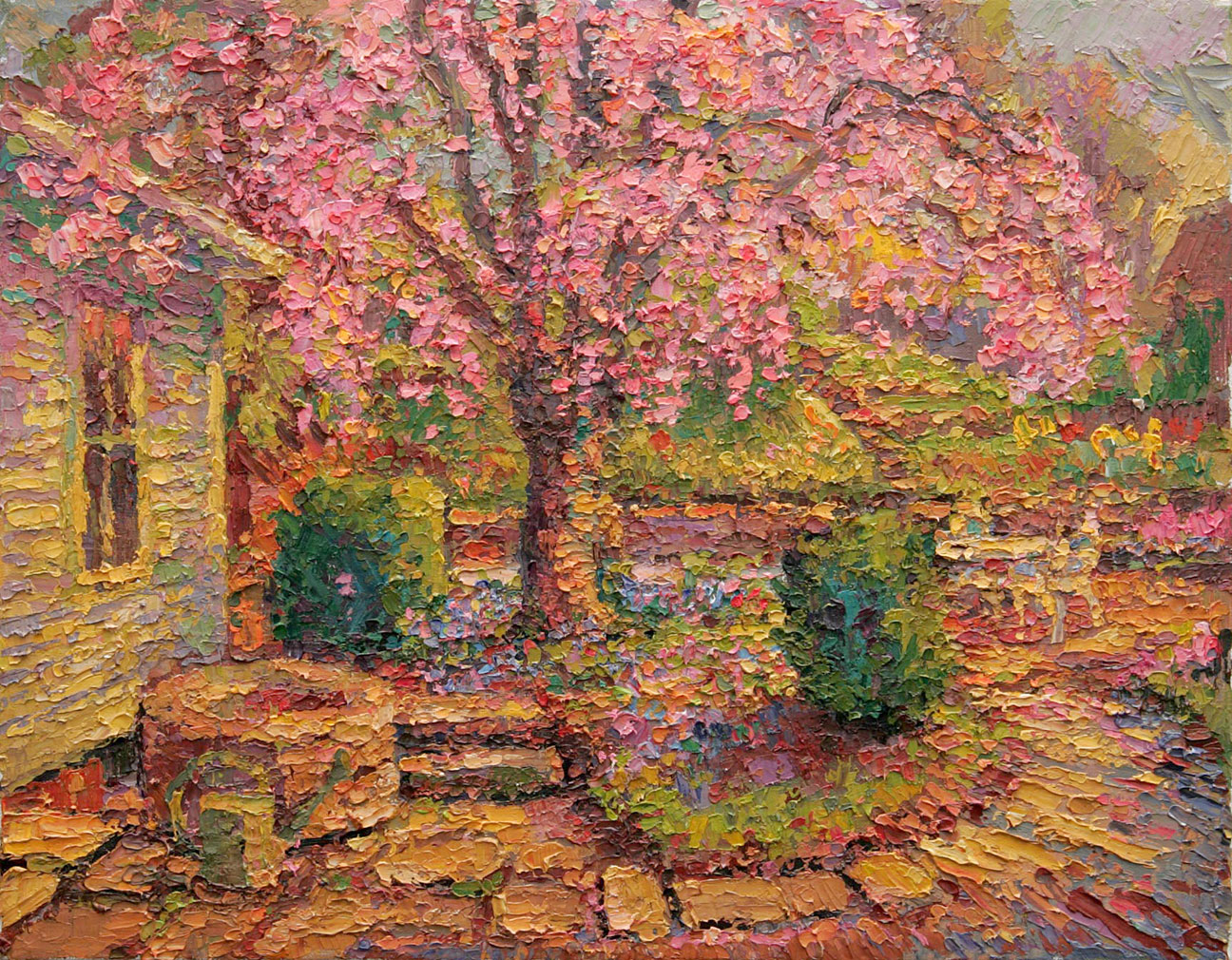 1296x1010 An Original Oil Painting Of A Well Garden By Leif Nilsson. - Well Painting