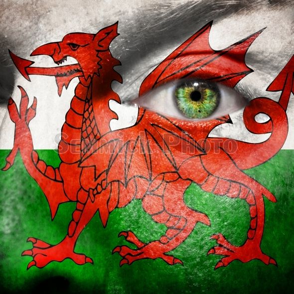 590x590 1818 Flag Painted On Face With Green Eye To Show Wales Support.jpg - Welsh Dragon Painting