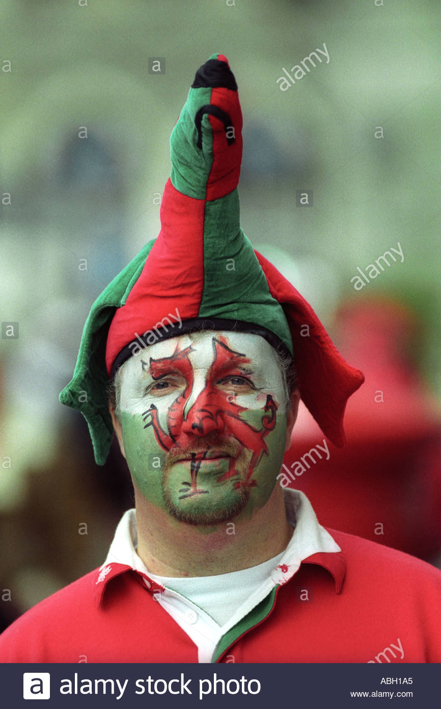 866x1390 Welsh Rugby Fan Wearing Red Dragon Hat And Painted Face - Welsh Dragon Painting