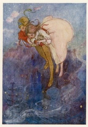 287x412 Peter Pan And Wendy Float Away Artistsalice B. Woodward Art I - Wendy Painting