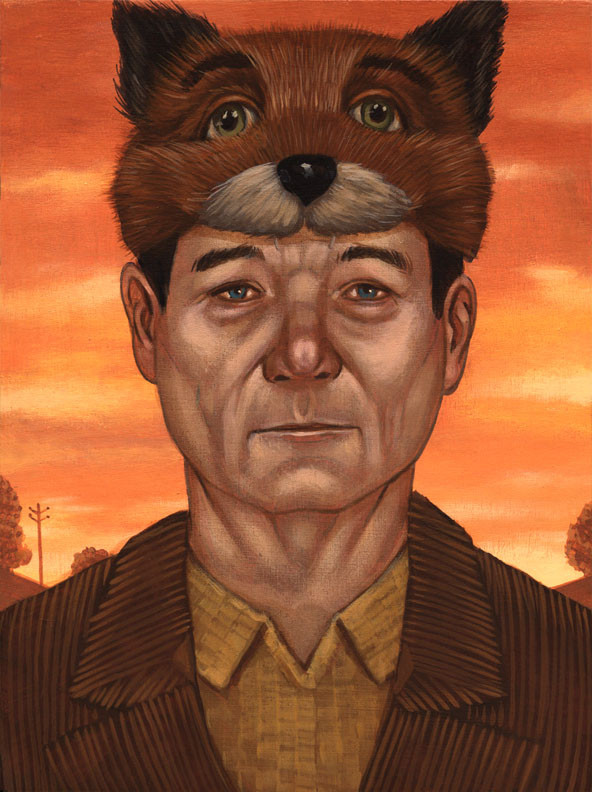 592x792 Murray Time, Paintings Of Bill Murray As Wes Anderson Film Characters - Wes Anderson Painting
