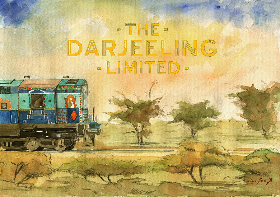900x633 The Darjeeling Limited Poster Film Wes Anderson Painting By Juan Bosco - Wes Anderson Painting
