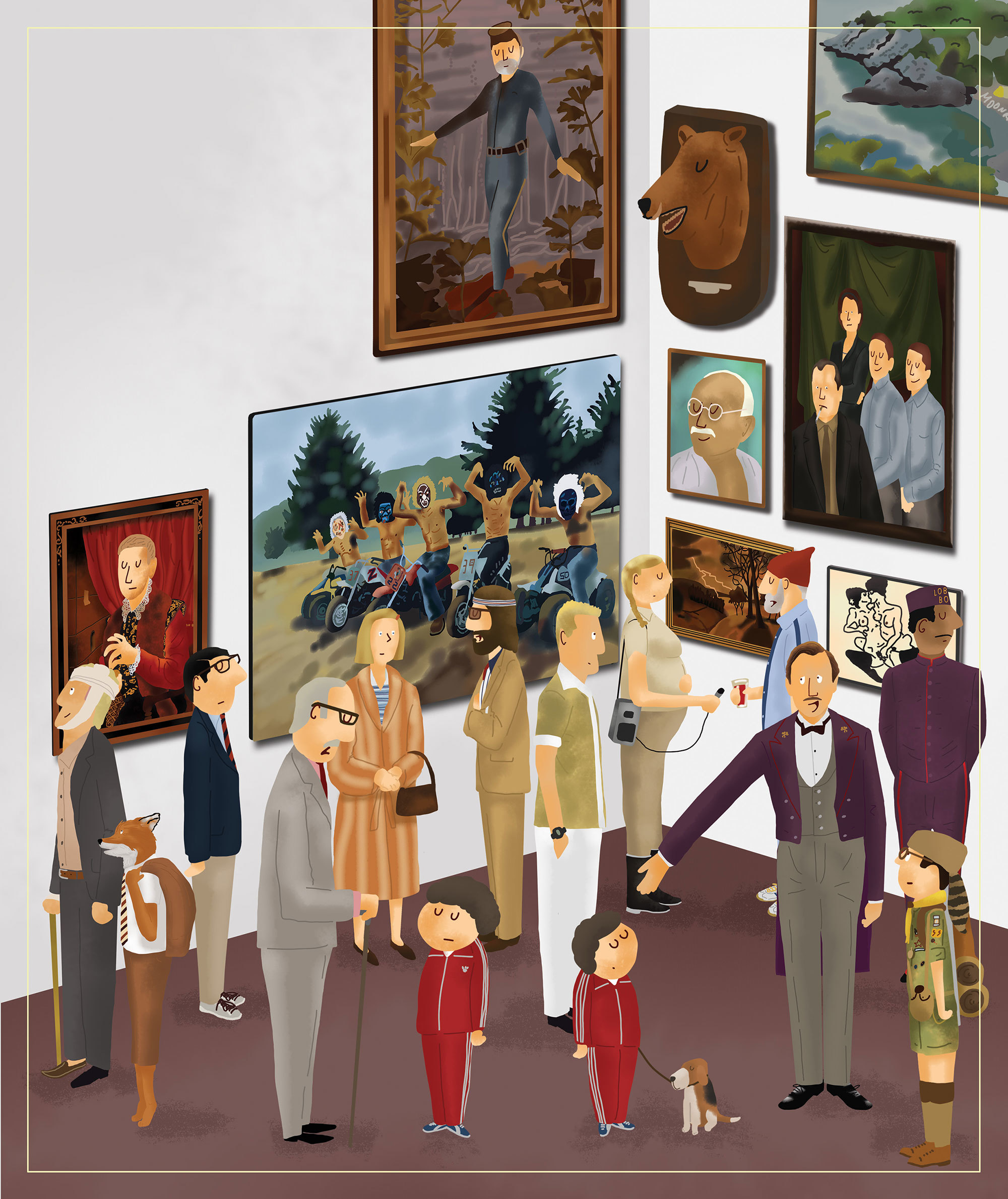 2000x2378 Enter The Endlessly Inventive, Surreal World Of Wes Anderson - Wes Anderson Painting