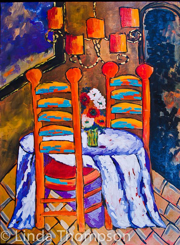 589x800 Dining Out Linda Thompson - West Michigan Painting