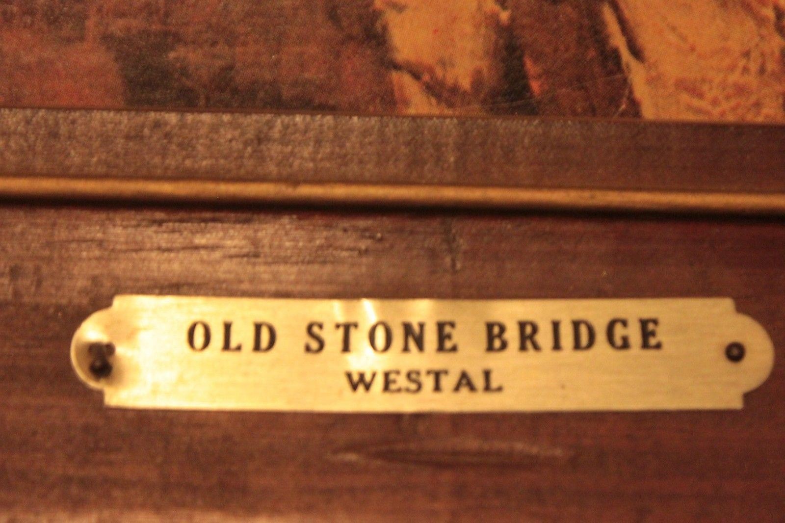 1600x1066 Vintage Old Stone Bridge Painting By Westal, Signed - Westal Painting Value