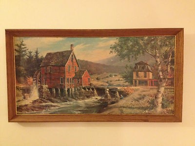 400x300 Westal Oil Painting~oakgold Trim Frame Boy Fishing By Water - Westal Painting Value