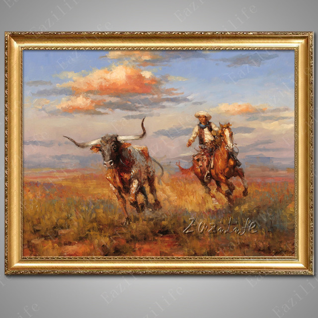 640x640 Hand Painted Canvas Oil Paintings Western Cowboy Oil Painting - Western Cowboy Painting