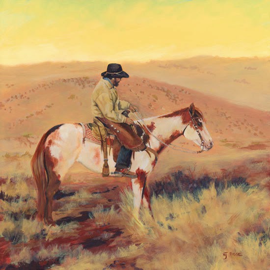 550x550 Landscape Artists International Western Art, Horse Cowboy - Western Cowboy Painting
