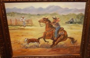300x194 Trudi Parker Western Cowboy Original Oil On Canvas Landscape - Western Cowboy Painting