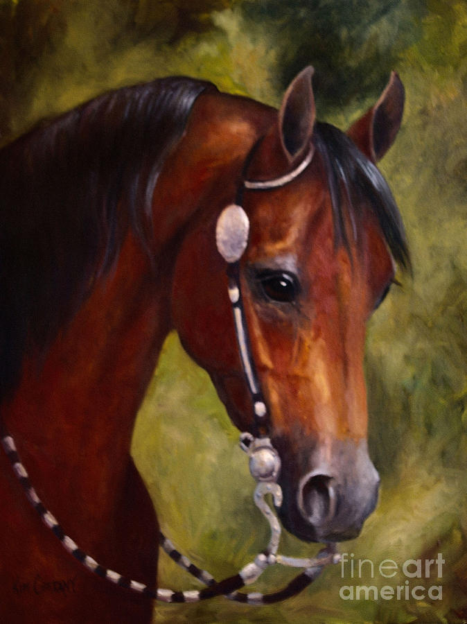 674x900 Tesoro Prc Western Arabian Horse Painting Portrait Painting By Kim - Western Horse Painting