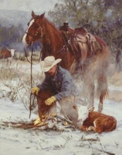 393x500 Western Horse Paintings Paintings - Western Horse Painting