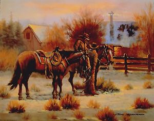 300x237 Cowboy's Early Light - Western Horse Painting