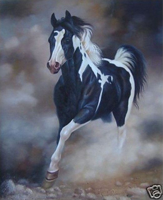 523x640 Huge Western Painting Of Horse Art Oil Painting 24x36 Guaranteed - Western Painting