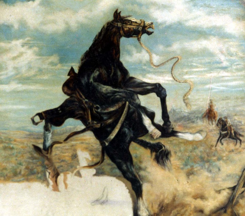 800x703 Mom's Western Painting Unfinished For 30 Years By Black Feather - Western Painting