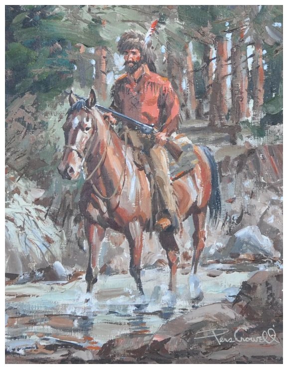 578x740 Western Painting, Horse And Rider, By Pers Crowell Cascade - Western Painting