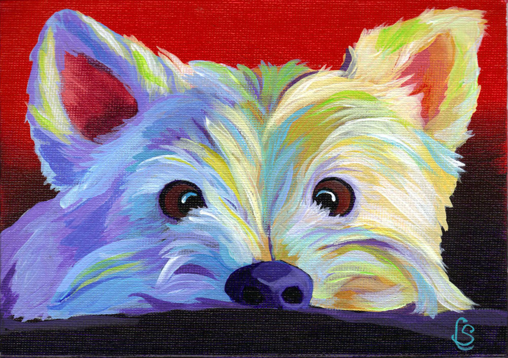 1000x705 Framed Diy Digital Oil Painting On Canvas Living Room Home Decor - Westie Painting