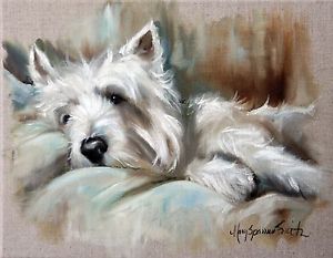 300x233 Mary Sparrow Westie West Highland Terrier Dog Puppy Oil Painting - Westie Painting