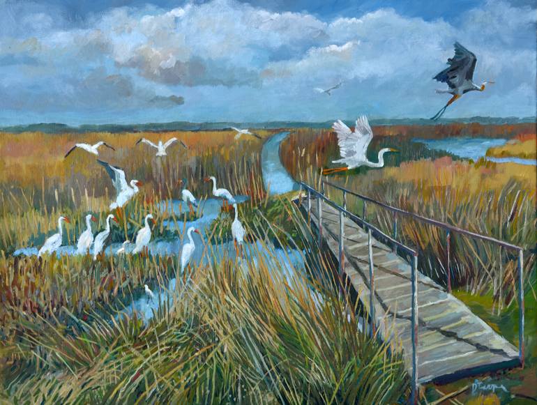 770x581 Saatchi Art Cheyenne Wetlands Painting By David Cooper - Wetland Painting