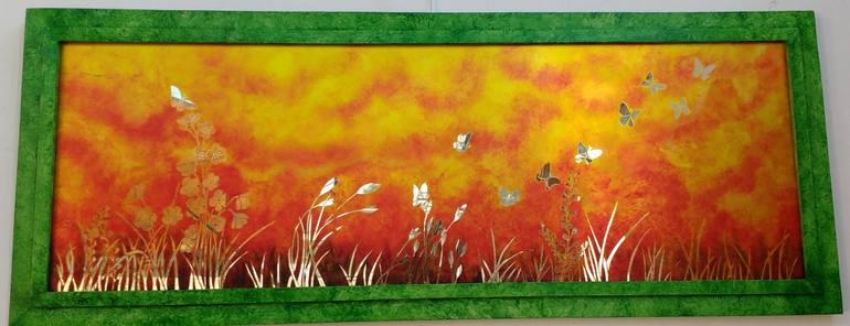 770x296 Saatchi Art Sunset - Wetland Painting