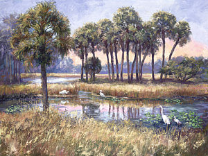 300x225 Tropical Friends Painting By Laurie Hein - Wetland Painting