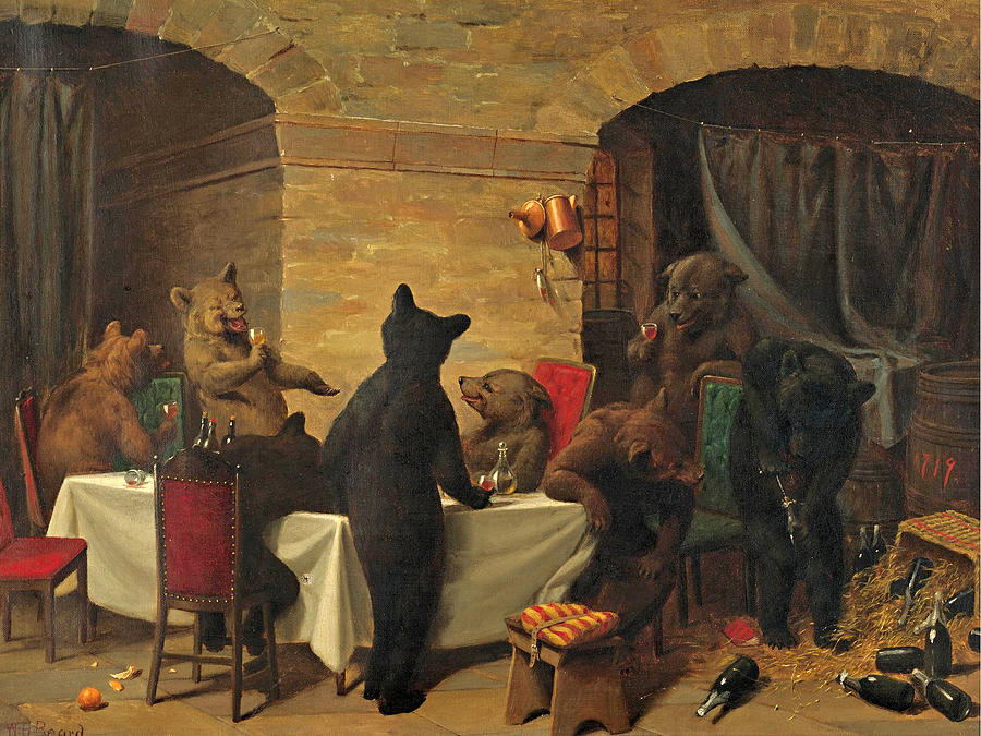 900x675 Bear Carousal Painting By William Holbrook Beard - Wh Beard Bear Painting