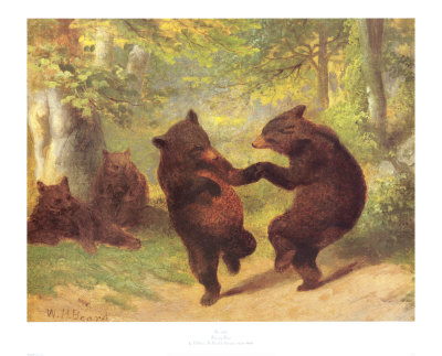 400x323 Dancing Bears - Wh Beard Bear Painting