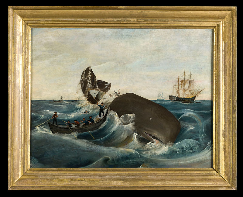 800x648 On The Water - Whale And Ship Painting
