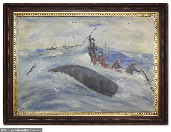 725x561 Hunting The Whale Rare Americana Medium - Whale Hunting Painting